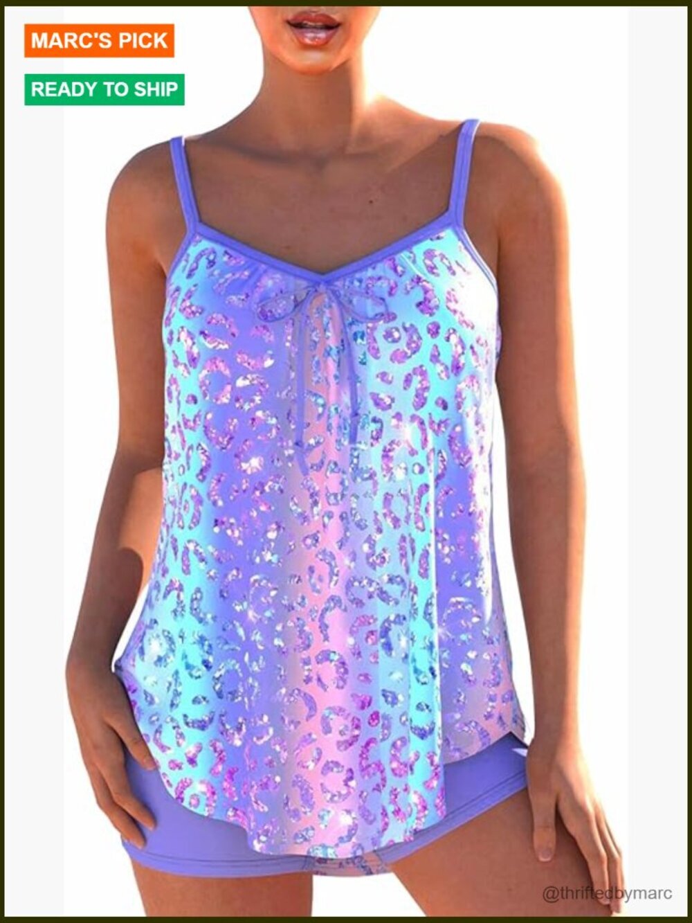 Two Piece Flowy Tankini Set with Boyshorts